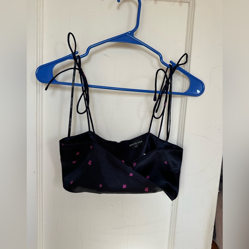 Twisted satin crop top, White fox boutique